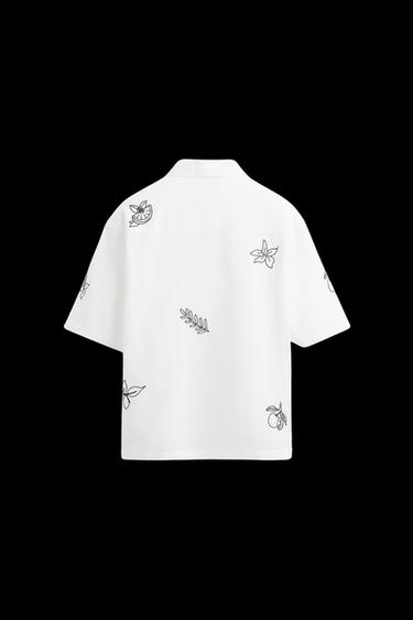 CAMISA ALGODÓN - LINO BORDADOS - Blanco de Zara