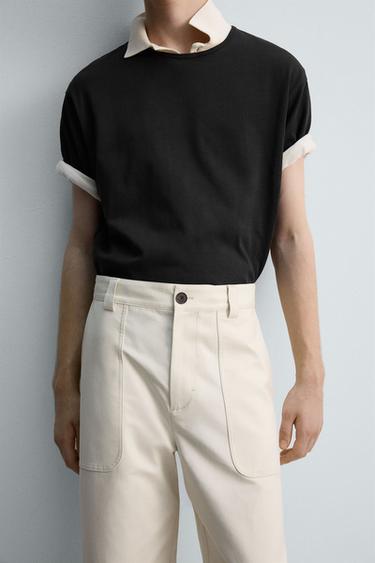 Zara REGULAR FIT POCKET PANTS - Oyster-white