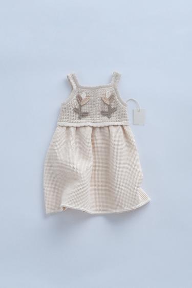 TIMELESS - VESTIDO PUNTO COMBINADO WAFFLE - Blanco roto de Zara