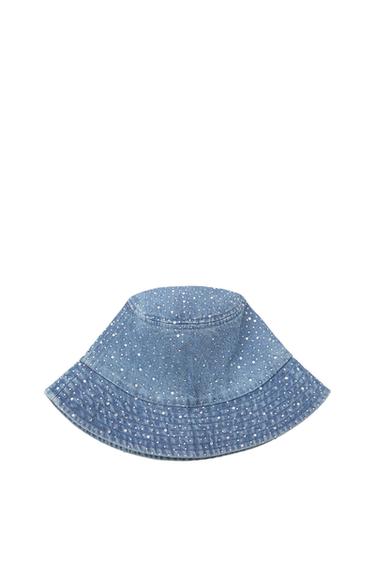 RHINESTONE DENIM BUCKET HAT