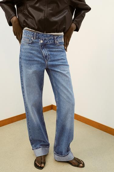 JEANS Z.09 DROIT TAILLE HAUTE CROISÉE COUPE LONGUE - Indigo de Zara - Image 1