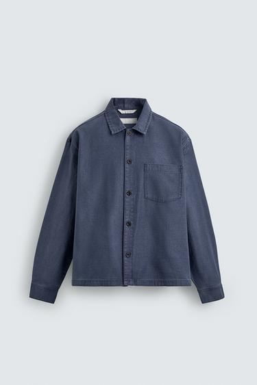 Zara TRAPER KOŠULJA BOXY FIT KROJA – plavkasta