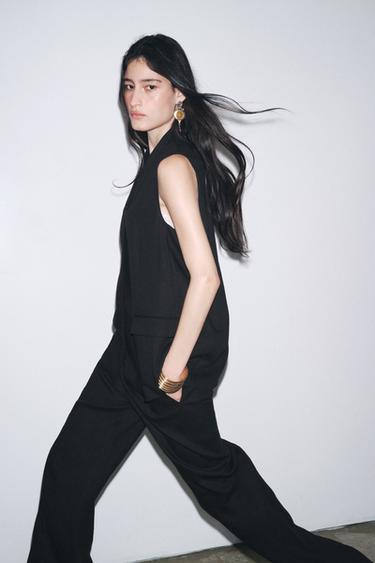 BUCKLE LINEN BLEND TROUSERS ZW COLLECTION - Black by Zara - Image 3