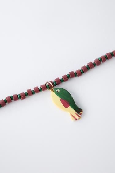 PACK OF TWO FISH BEAD NECKLACES - Brown / Ecru by Zara - Image 2