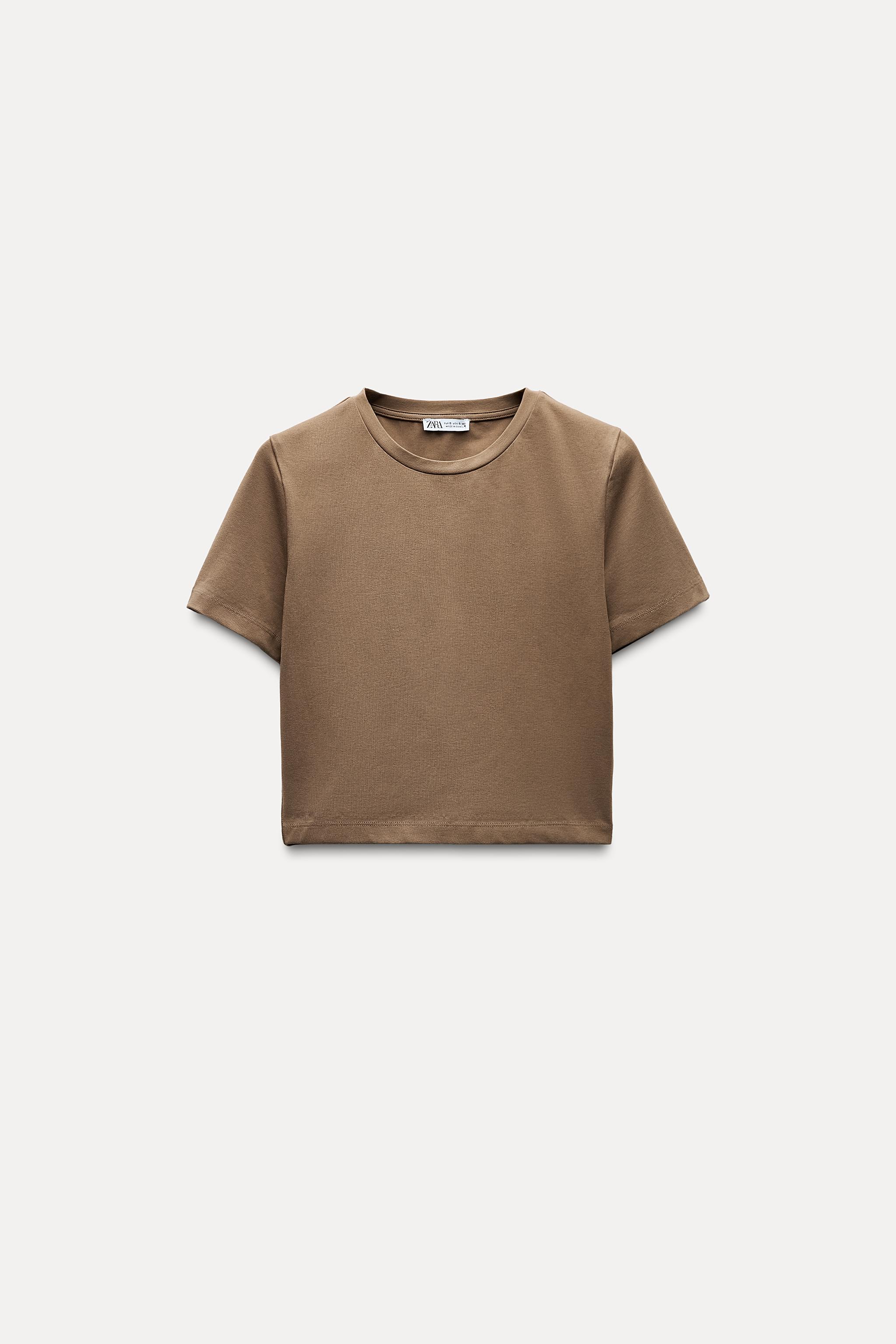 クロップド ストレッチ Ｔシャツ - ホワイト | ZARA Japan / 日本