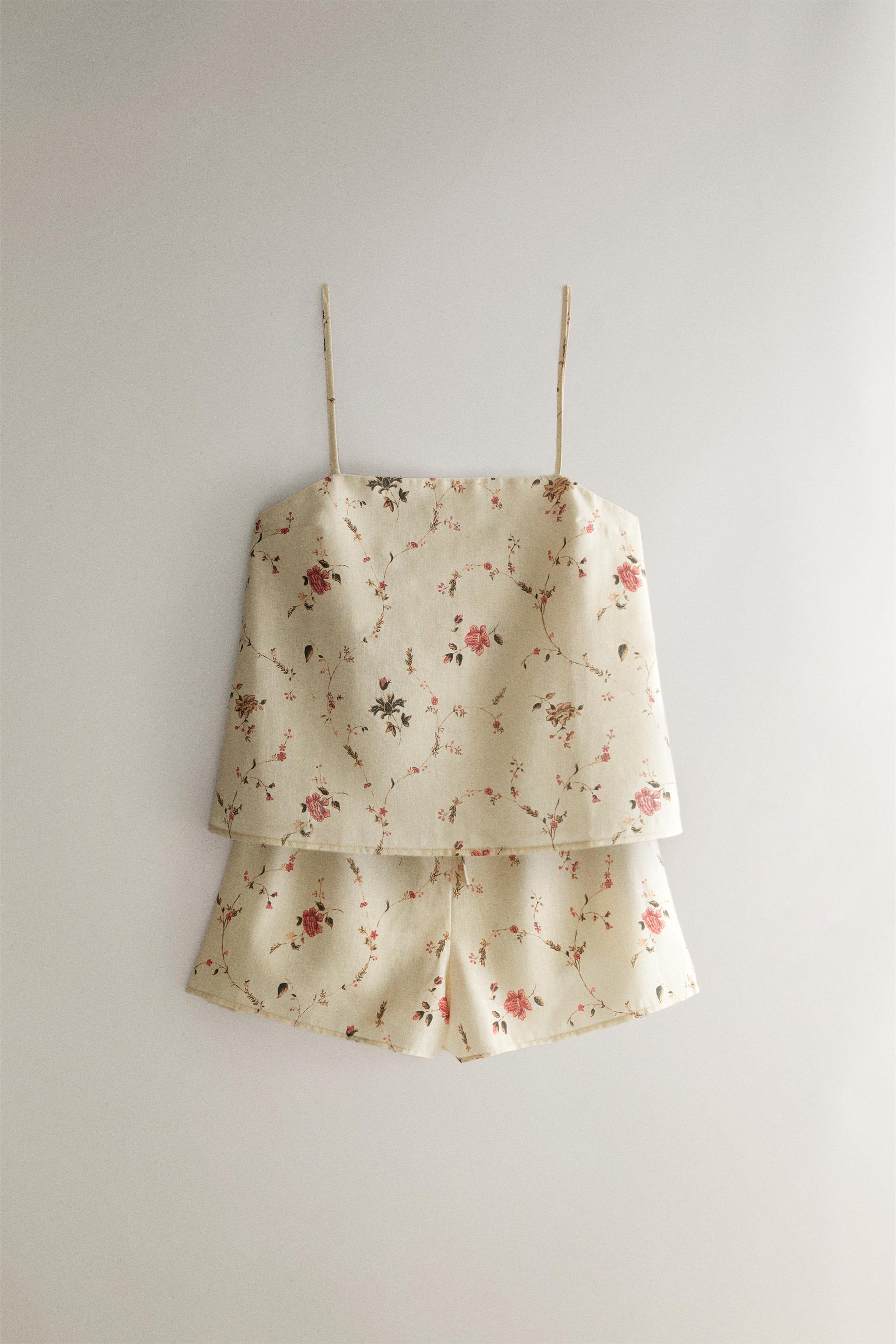 KATHARINE POLE FLORAL COTTON AND LINEN TOP