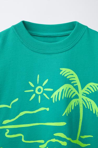 EMBROIDERED SLOGAN T-SHIRT - Green by Zara - Image 2