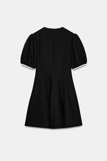ROBE COURTE À LACETS EN CONTRASTE - Noir de Zara - Image 4