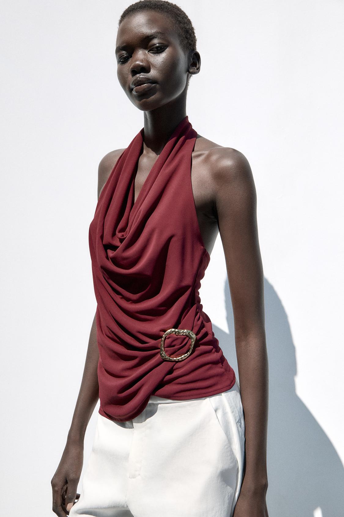 DRAPED BUCKLE TOP