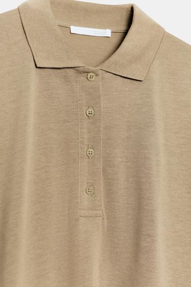 POLO FLUIDE À MANCHES COURTES - Beige de Zara - Image 7