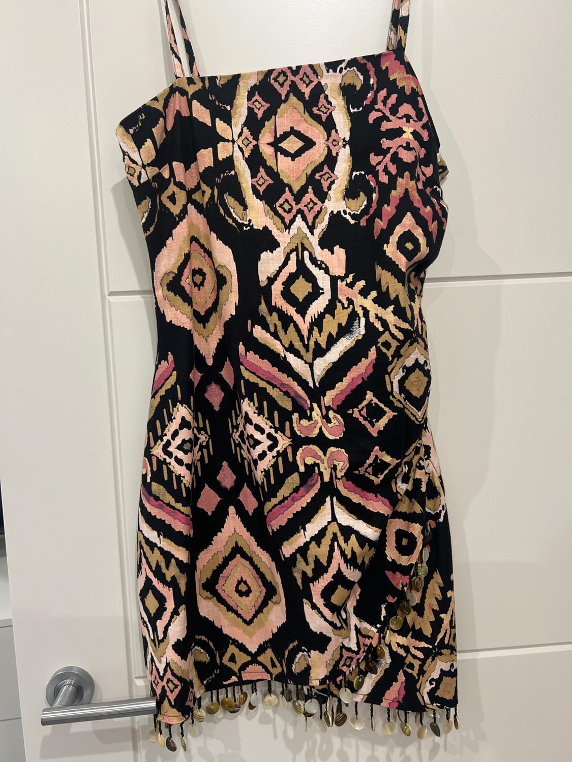 PRINTED MINI DRESS WITH COINS