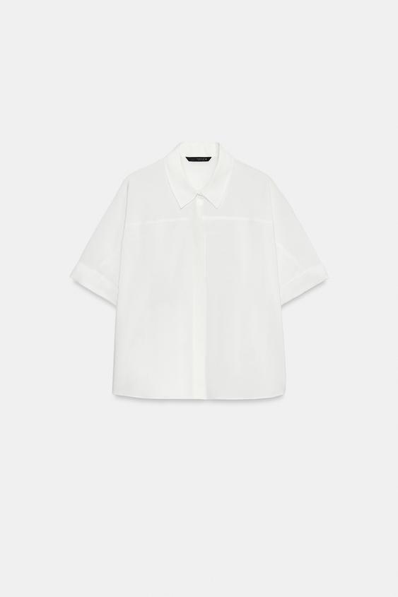 CAMISA FLUIDA MANGA CORTA - Blanco de Zara - Imagen 0