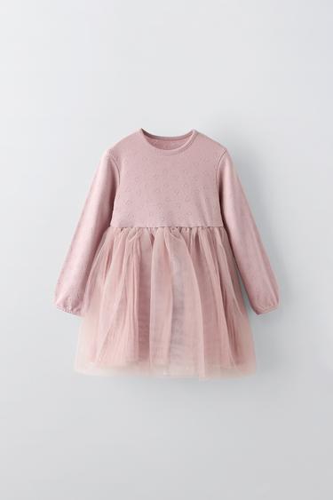 COMBINED TULLE DRESS - Pink by Zara