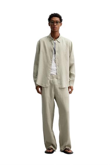ÁO SƠ MI 100% VẢI LINEN - Màu be nhạt từ Zara