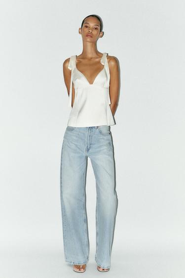 توب ساتاني بربطات - أبيض مكسور by Zara - Image 0