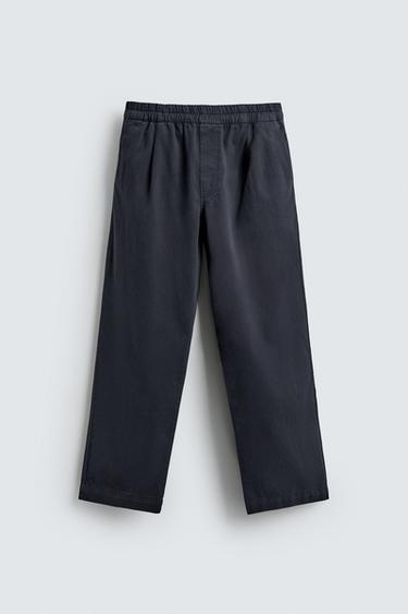 PANTALON COUPE DÉCONTRACTÉE EN COTON - Gris / Bleu de Zara - Image 6