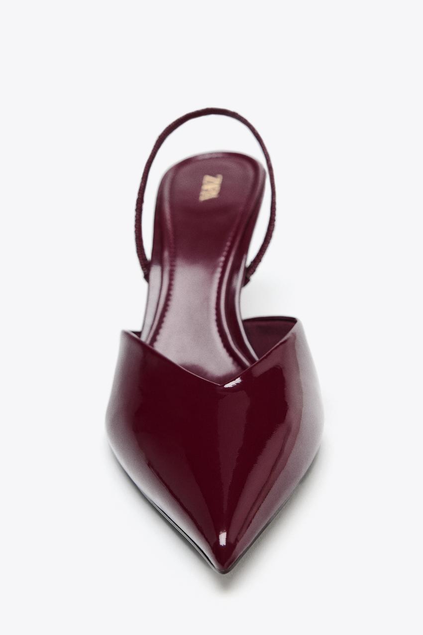 PATENT-EFFECT SLINGBACK SHOES