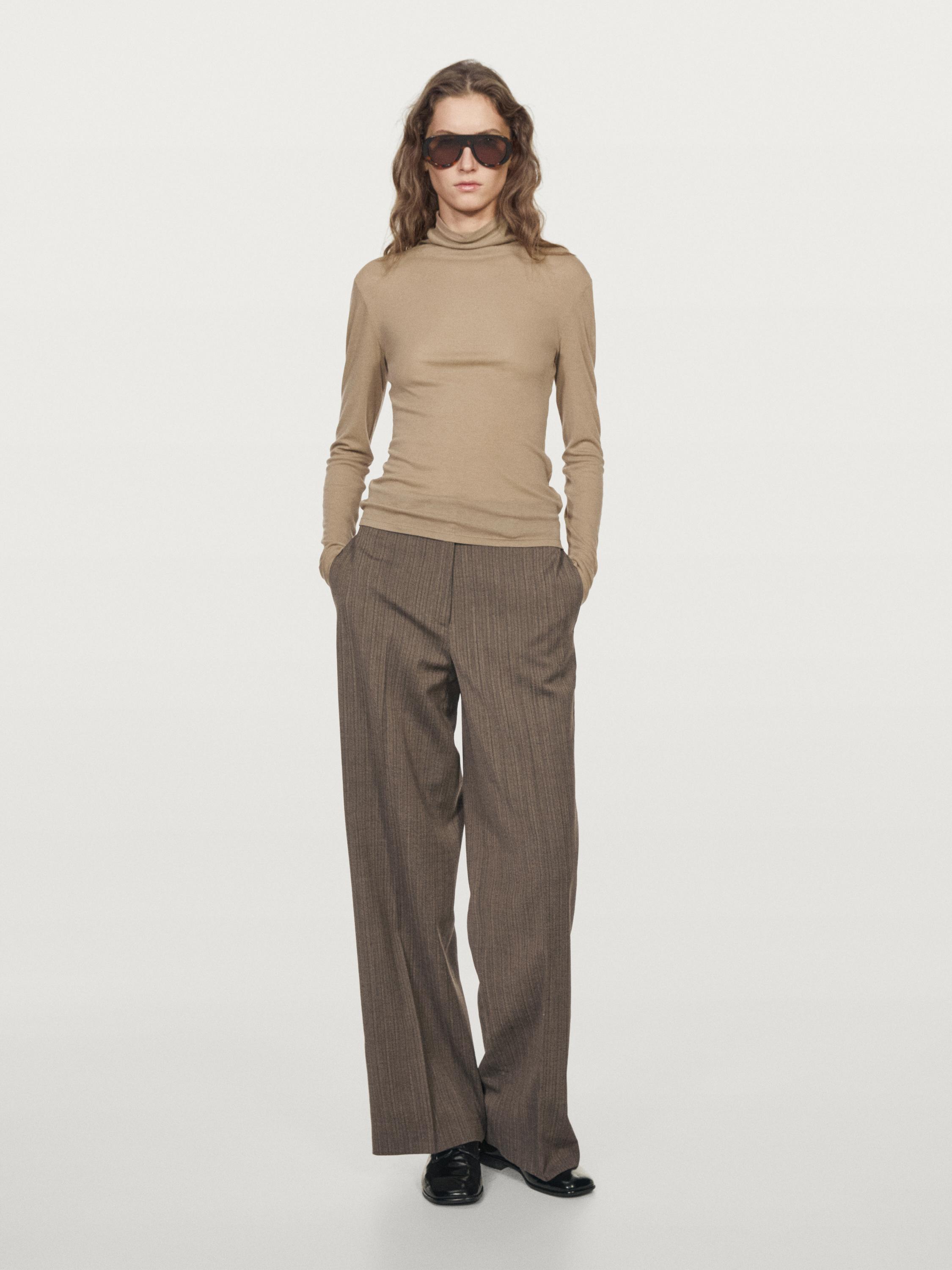 100% wool straight-leg herringbone trousers