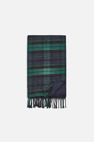CHECK COMBINATION SCARF - Ink blue by Zara