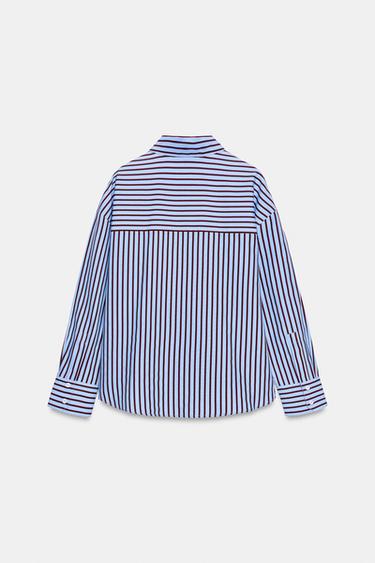 CHEMISE OXFORD À RAYURES - Rouge / Noir de Zara - Image 6