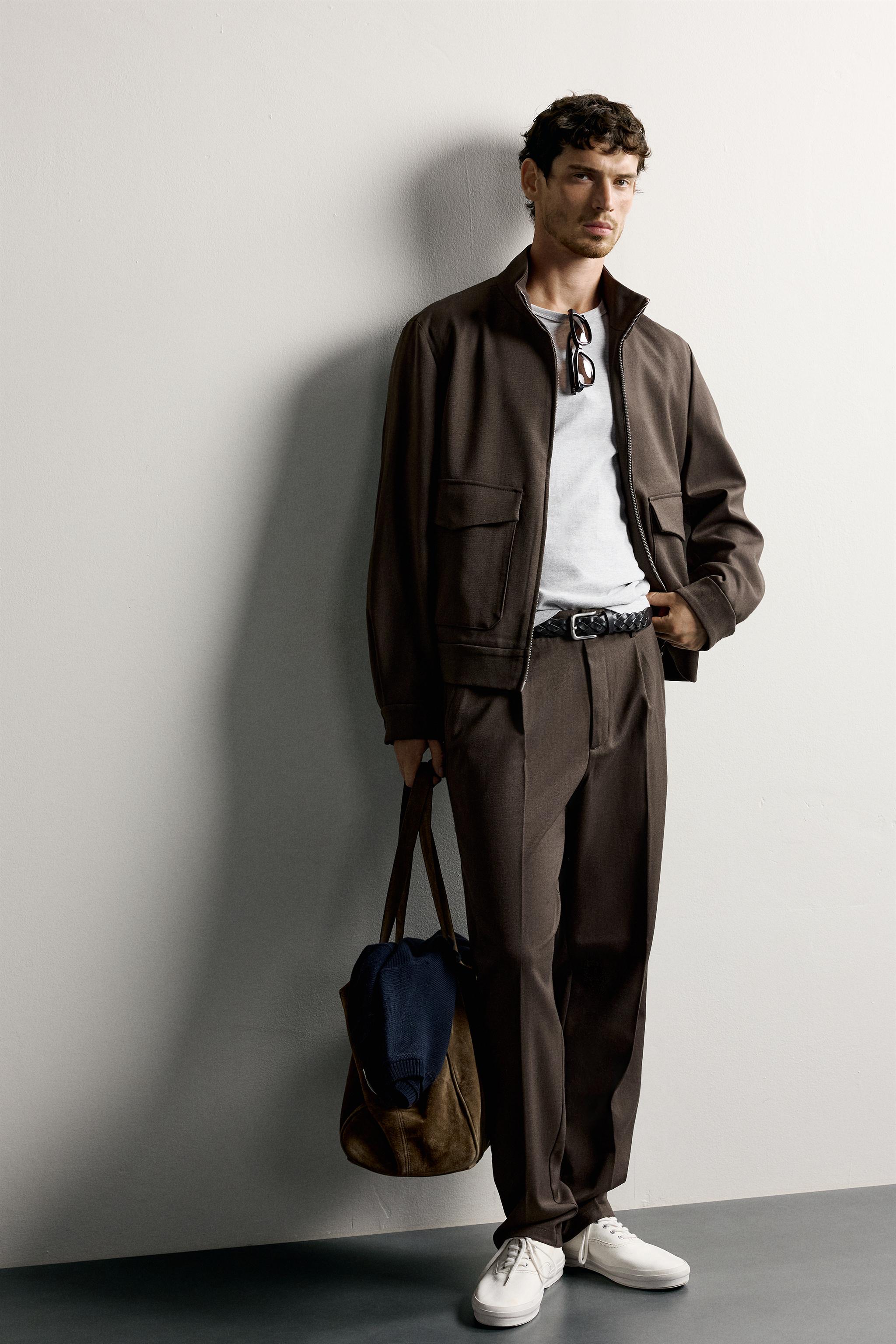 SLIM FIT PLEATED PANTS