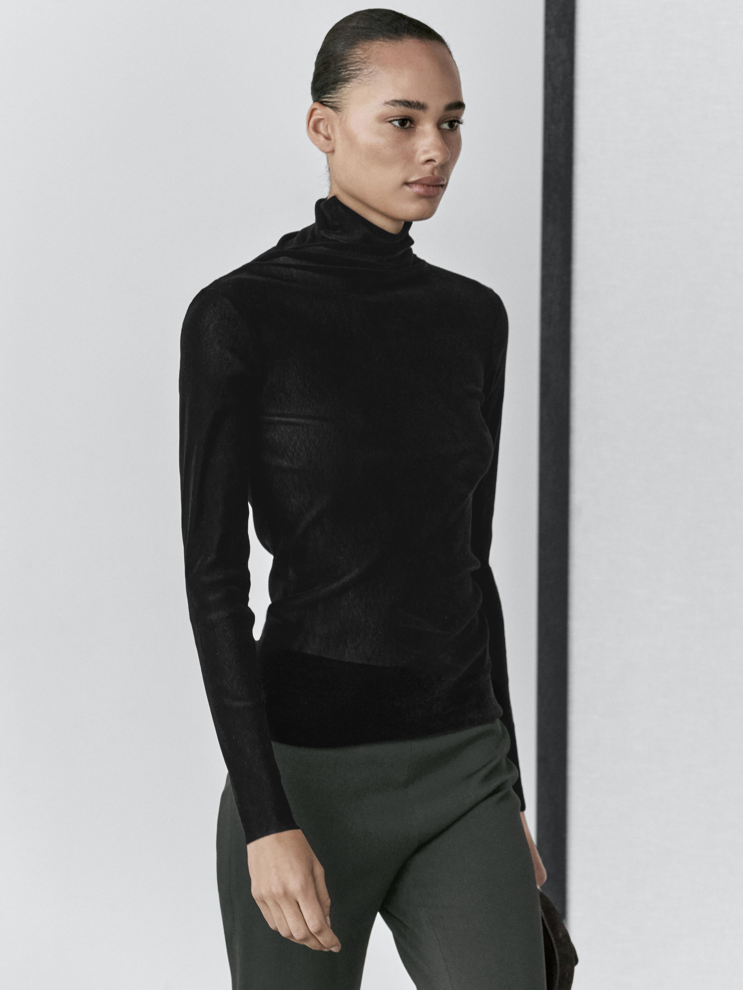 Semi-sheer long sleeve T-shirt