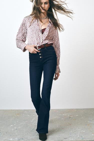 Zara FLARE Z1975 JEANS WITH A HIGH WAIST - Blue - Image 0