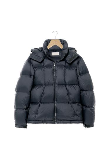 Zara 100% FEATHER WATER REPELLENT PUFFER JACKET - Blue / Gray