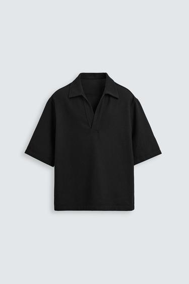 POLO RELAXED FIT ESTRUCTURA - Negro de Zara