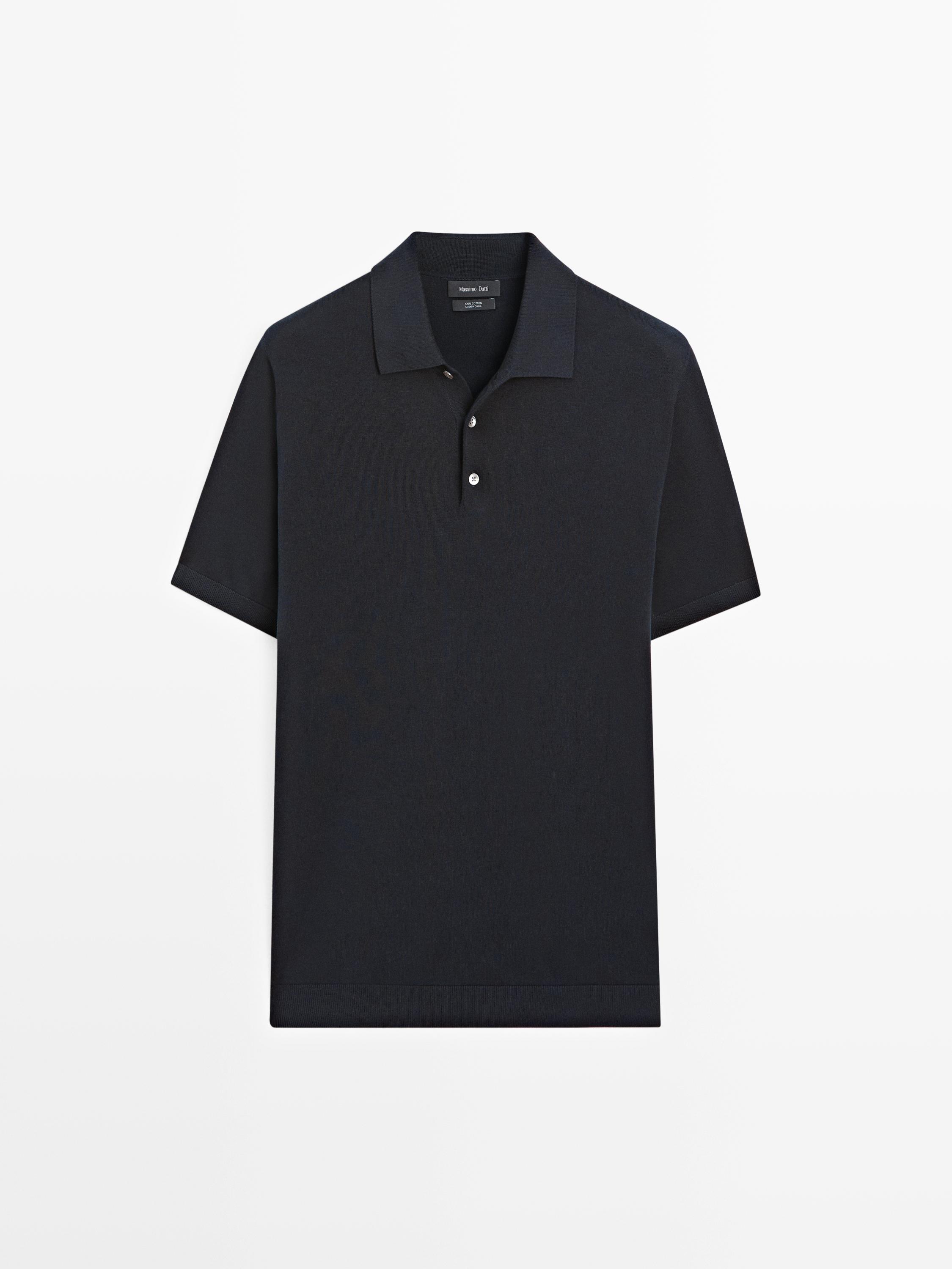 Knit cotton polo shirt
