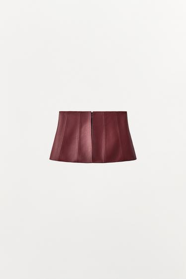 FAUX LEATHER CORSET BELT - Burgundy by Zara - Image 4