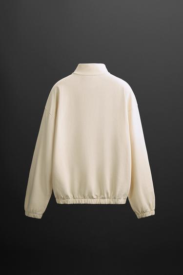 RUNNING PRINT QUARTER-ZIP SWEATSHIRT - Oyster-white by Zara - Image 6