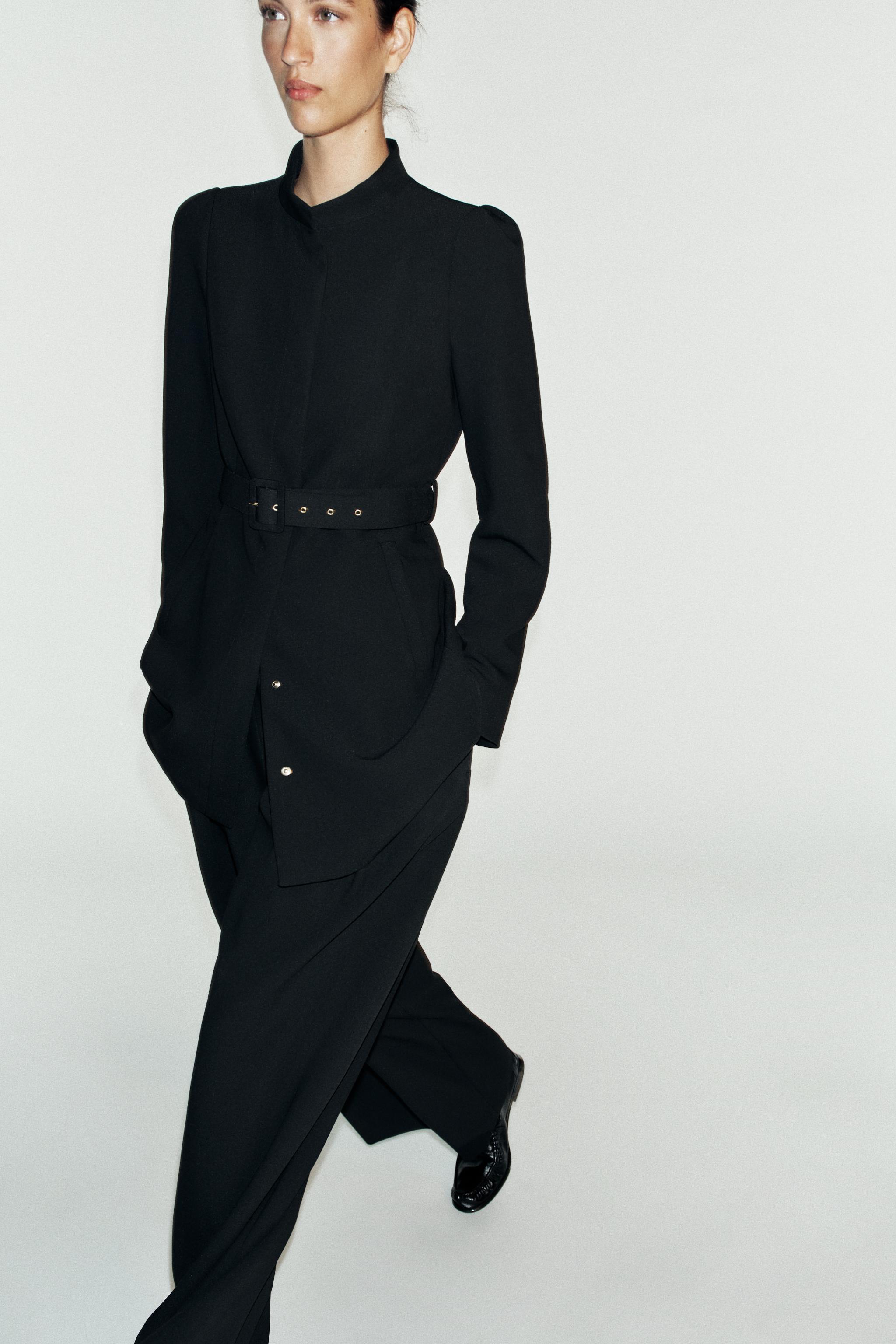 Zara Kemerli Uzun Blazer görsel 6