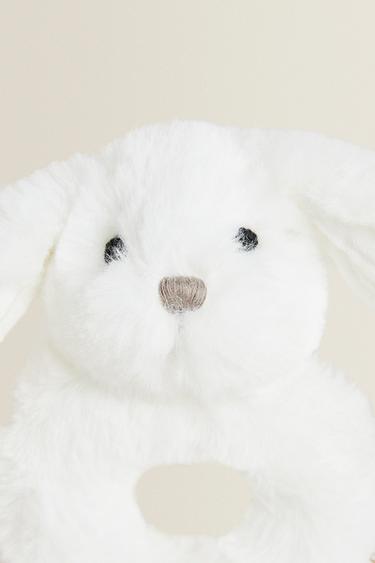 CHILDREN’S RABBIT SOFT TOY RATTLE - White by Zara - Image 1