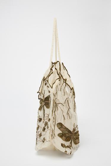 EMBROIDERED DETAIL TOTE BAG - Golden by Zara - Image 4
