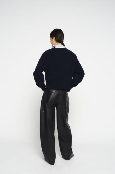 ZW COLLECTION LIMITED EDITION LEATHER BARREL TROUSERS - Black by Zara - Image 3