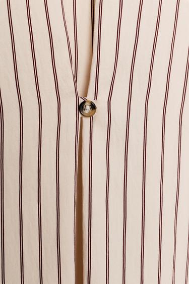 CHEMISE À RAYURES AVEC POIGNETS LARGES - Écru / Grenat de Zara - Image 9