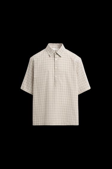 Zara PLAID POLO SHIRT - Beige