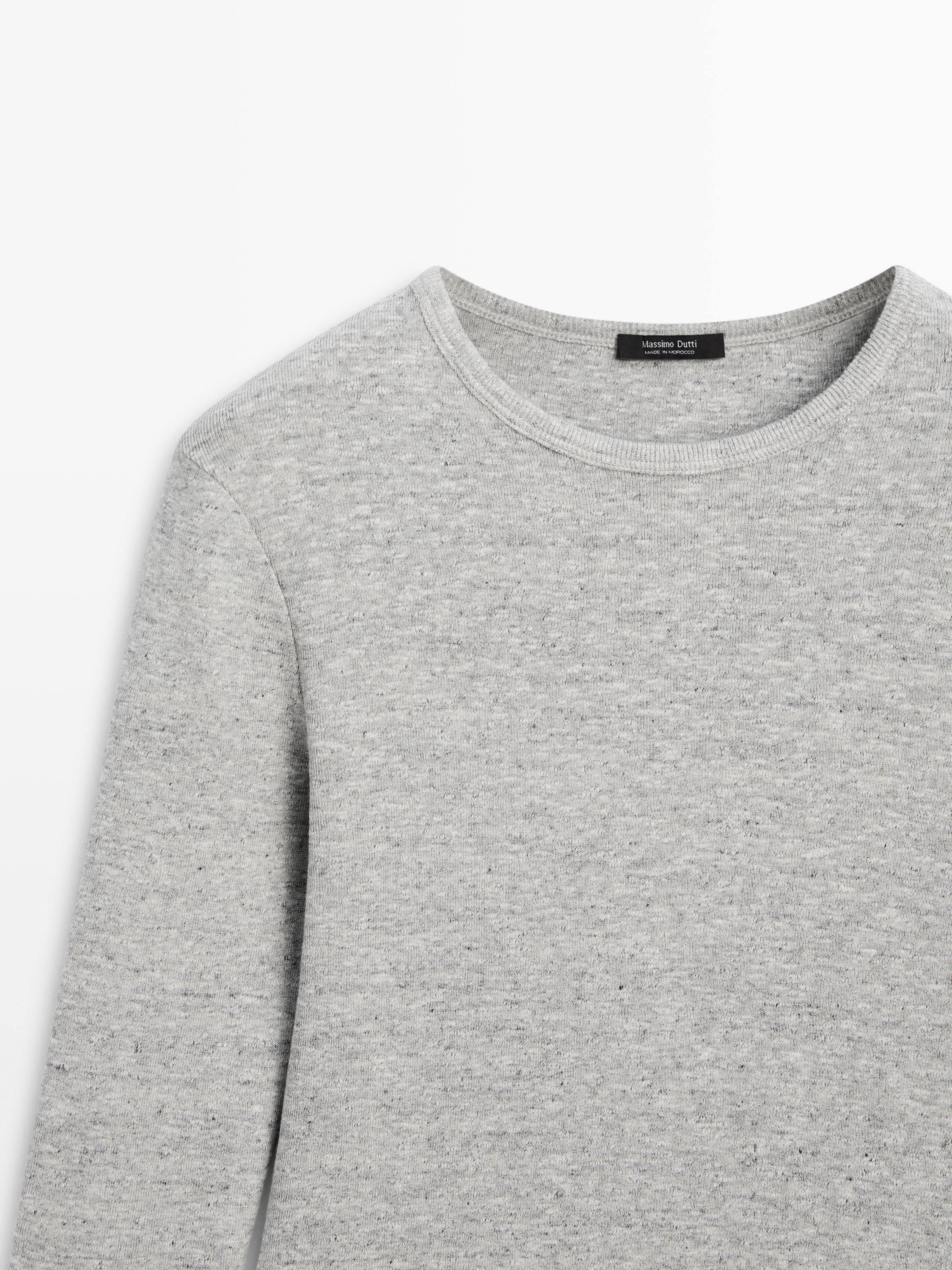 Long sleeve T-shirt with flecked detail