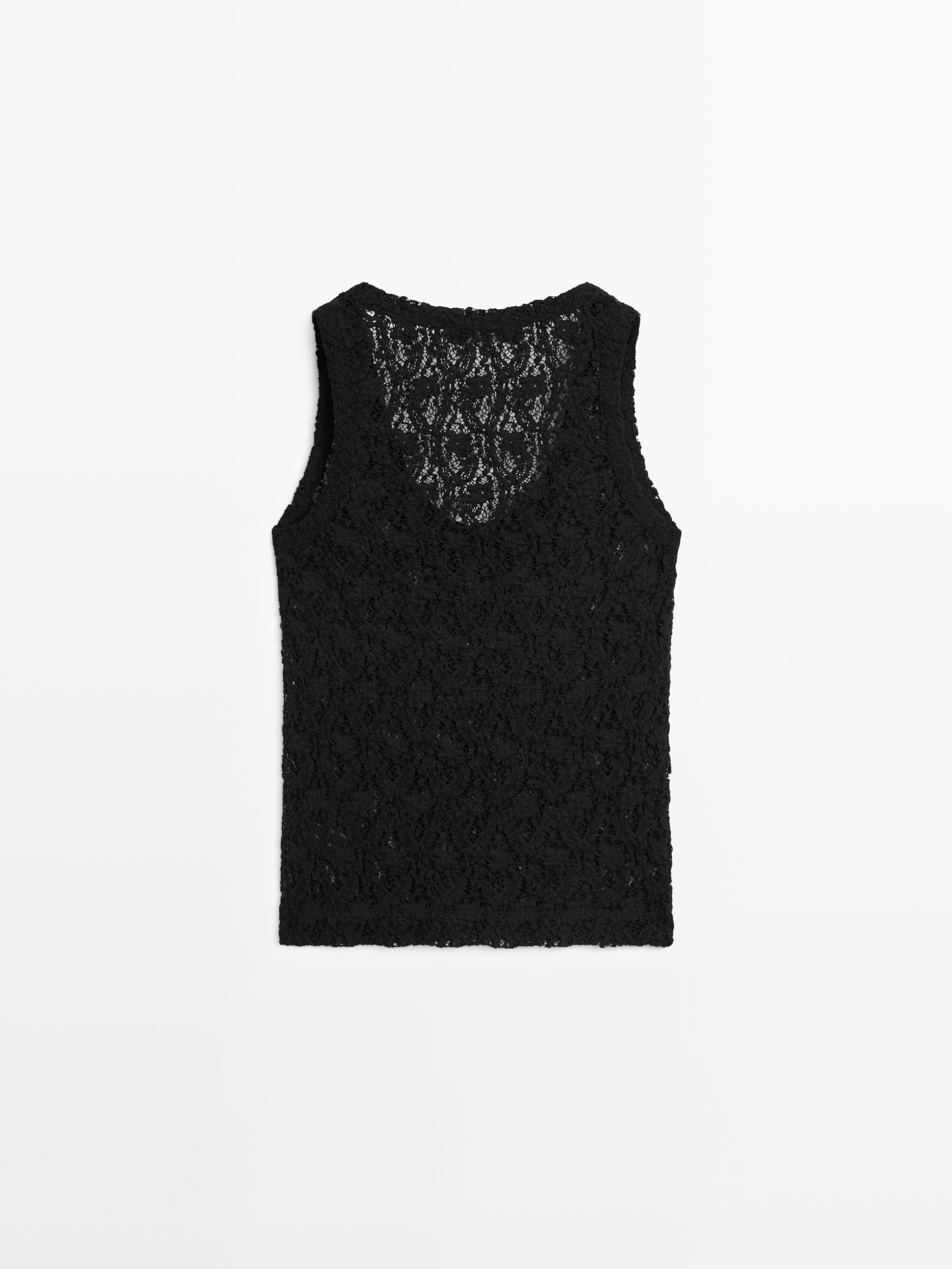 Round neck lace top