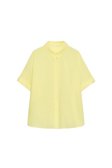 Zara FLOWY SHORT SLEEVE SHIRT - Yellow