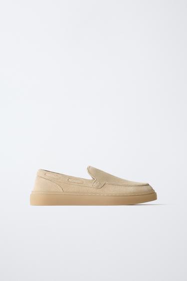 LEATHER DECK SHOES - Sand Brown by Zara