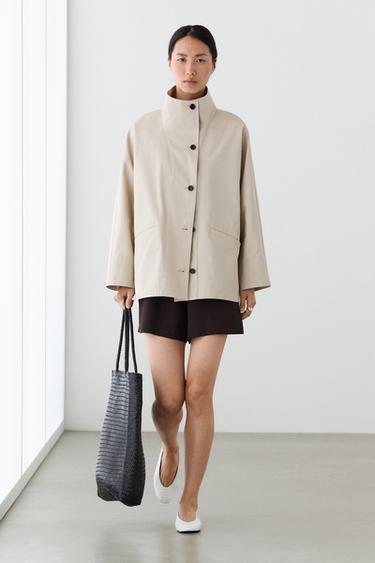 Zara Jacket with high collar detail - Ecru