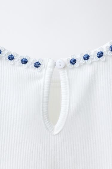 FLORAL T-SHIRT - Blue/White by Zara - Image 3