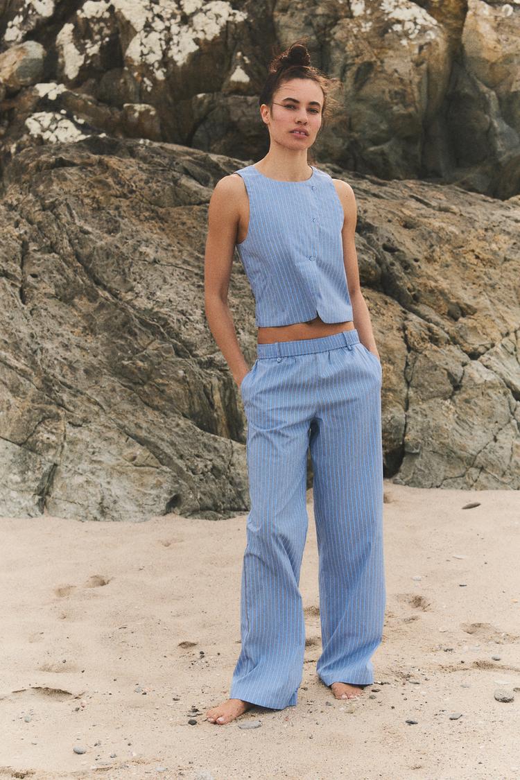 Pigiama Zarabambino Pajamas Pantaloni Pigiama Zara PANTALONI STILE PIGIAMA  A RIGHE Blu