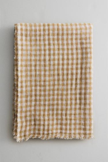 リネン ブランケットサンドZaraのリネン ブランケット - サンド 