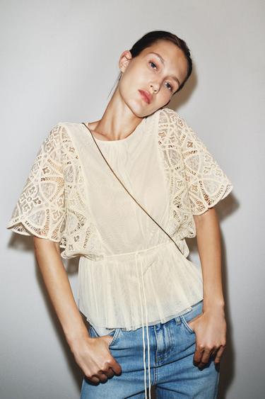 EMBROIDERED TOP - Vanilla by Zara