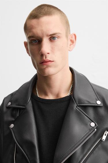Zara FAUX LEATHER BIKER JACKET - Black