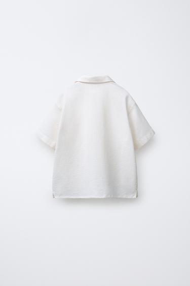 TEXTURED SHIRT WITH POCKET - Ecru by Zara - Image 1