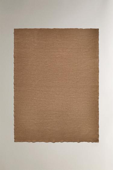 コットンブレンド ブランケットダークベージュ0Zaraのコットンブレンド ブランケット - ダークベージュ - 画像 0